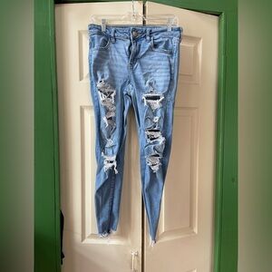 American Eagle Outfitters Light Blue Distressed Skinny Jeans